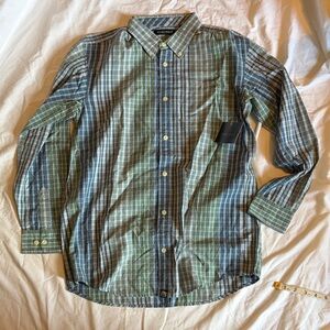 Boys' Green & Blue Plaid Button-Down Shirt